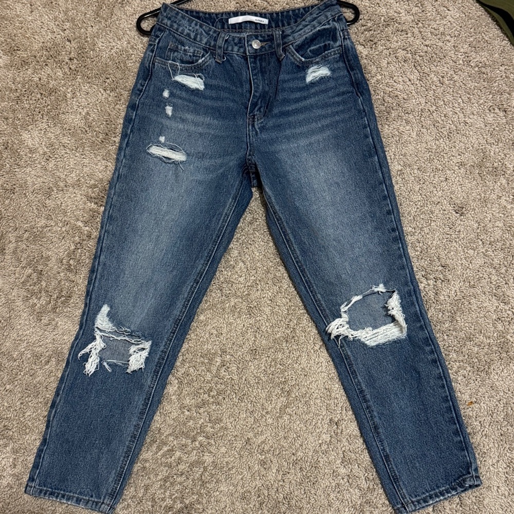 Casual Distressed Denim Boyfriend Jeans